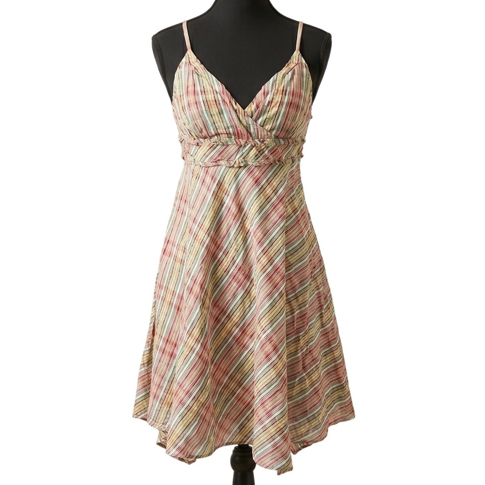 VTG Free People Madras Plaid Babydoll Dress Y2K Smocked Boho Size 4 RARE - Picture 2 of 10